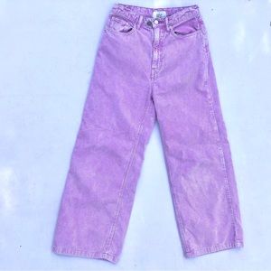 BDG High & Wide Pink Violet Wide Leg Corduroy Ankle Pants Sz 28